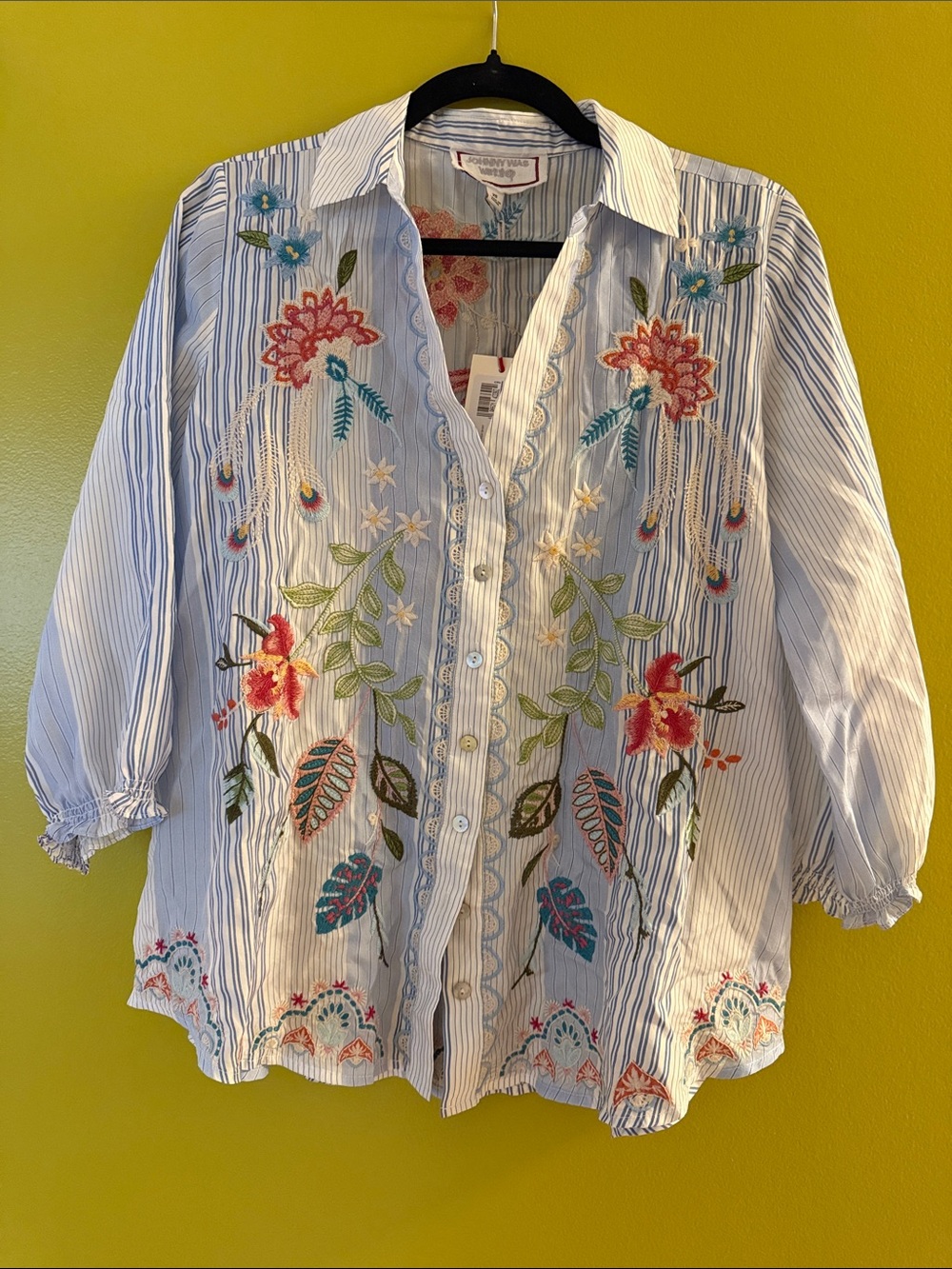 Johnny Was Embroidered Boho Blouse NWT Size XS